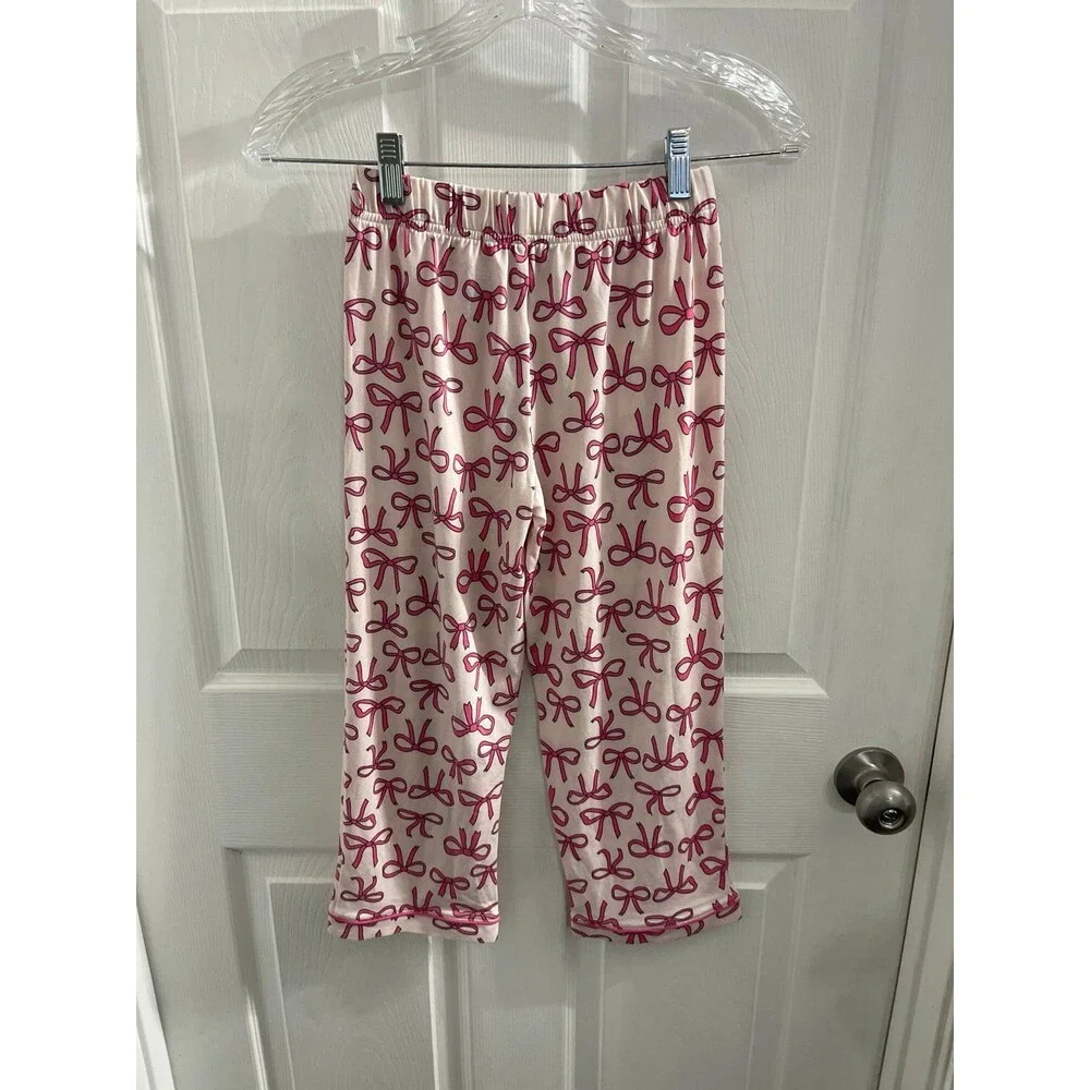 Cuddl Duds Girls Pink Bows Pajama Bottoms Size S (6/6X) New Without Tags